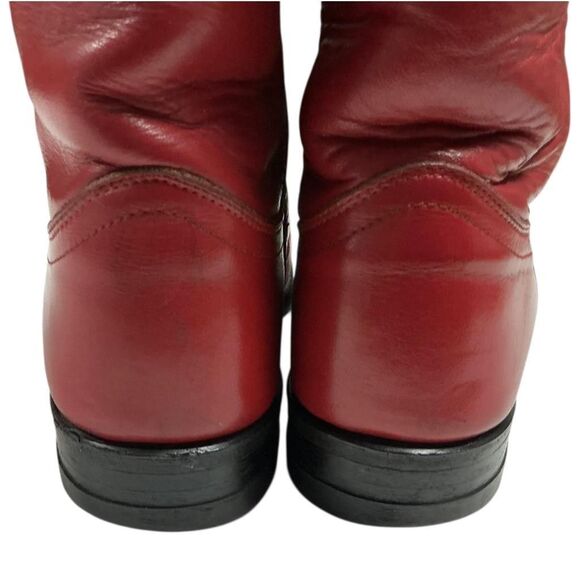 Justin Western Boots Women 7 Red Leather Side Zip Rodeo Cowgirl Roper Style - Picture 8 of 12